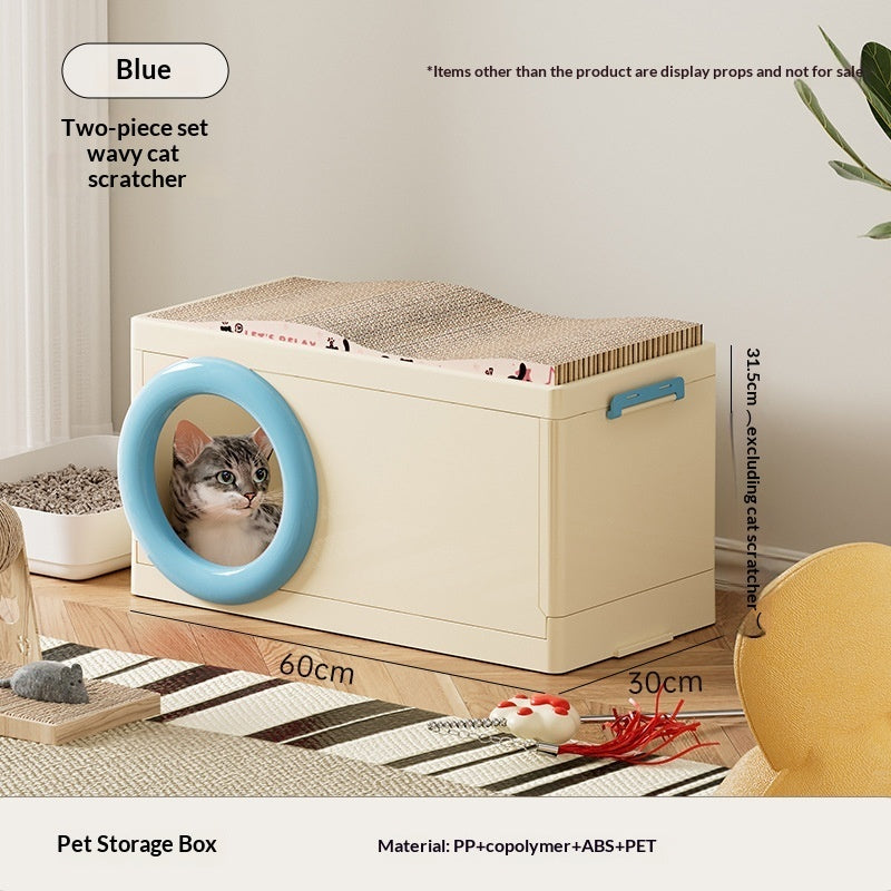Multi-functional Pet Storage Box With A Cat Scratcher