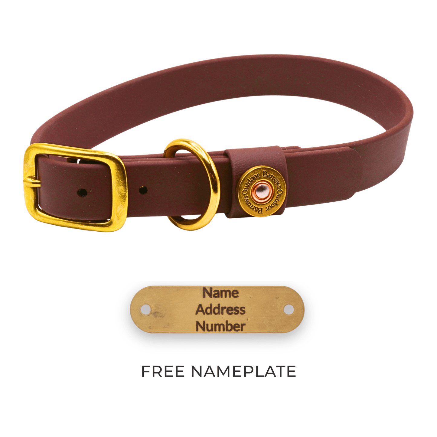 Dog Collar Waterproof Brown Genuine Look Odor Proof Pet