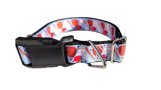 Dog Collar Baseball Sports Ball Red Stitches Patterned Nylon
