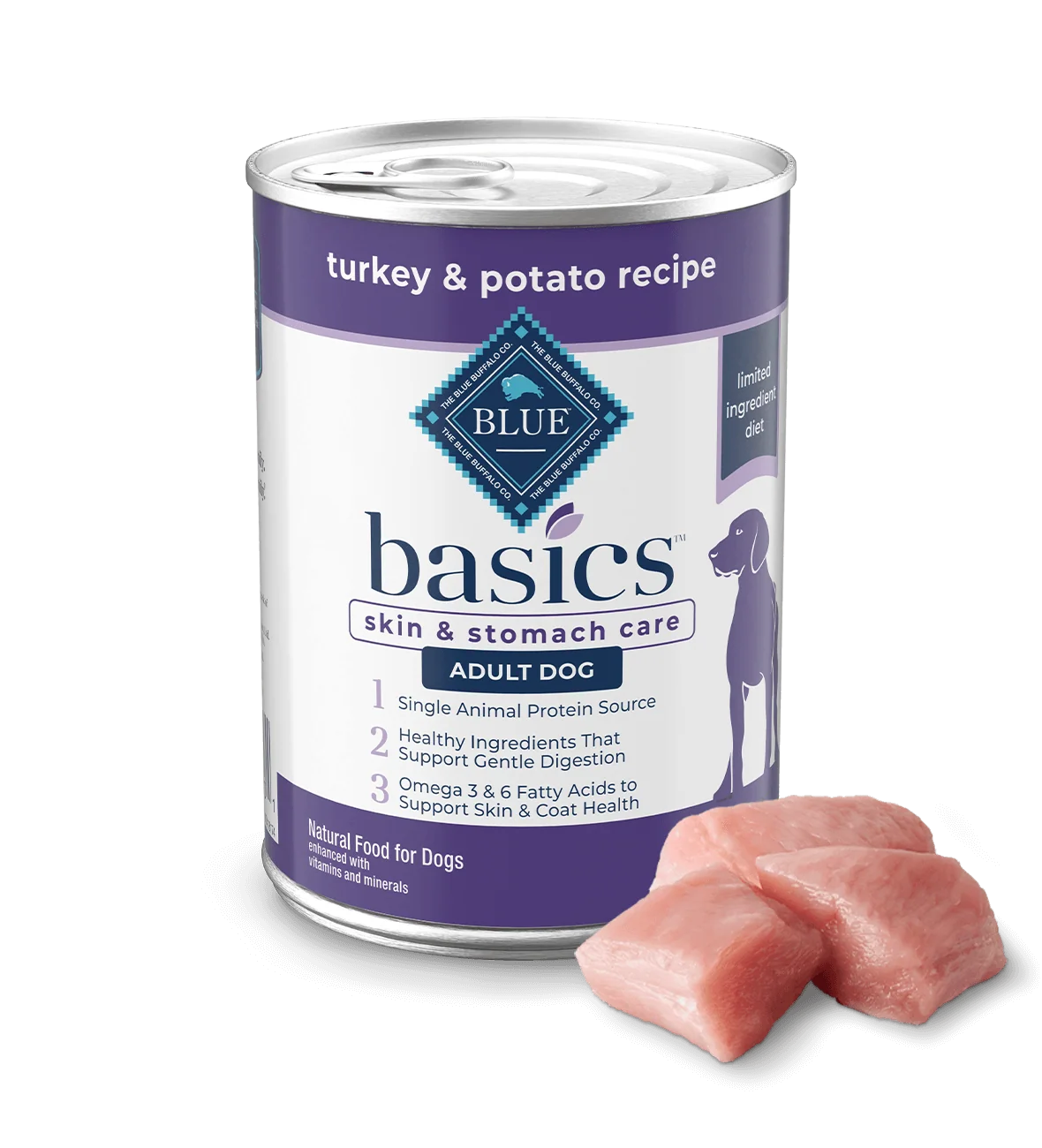 Blue Buffalo Basics Adult Grain-Free Turkey & Potato, Limited Ingredient Diet Wet Dog Food (12.5oz) - Majestic Pet Kingdom