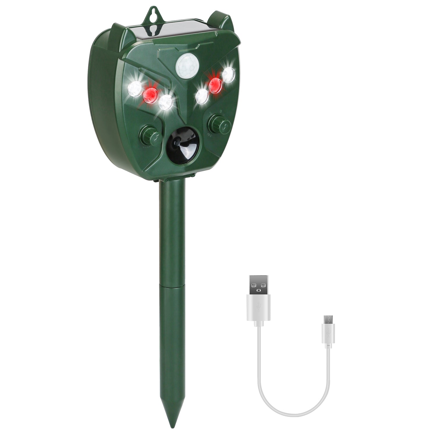 Ultrasonic Solar Animal Repeller Outdoor Mole Snake Squirrel Mouse Chaser Waterproof Bird Deer Dog Cat Deterrent with 5 Gears for Farm Garden Yard - Majestic Pet Kingdom