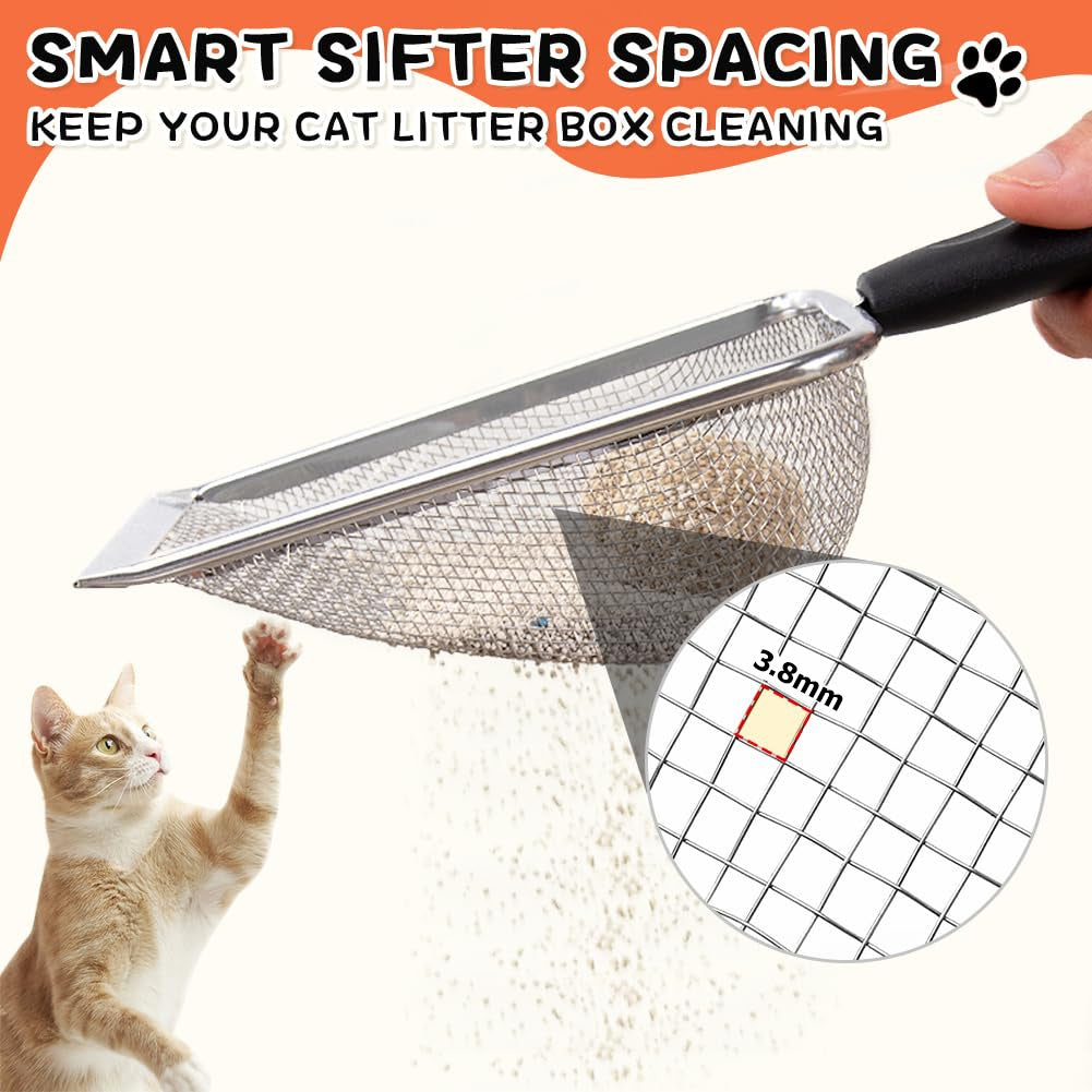 Cat Litter Scoop Stainless Steel Deep Sifter Shovel Tool Black - Detail Angle 3 | Majestic Pet Kingdom