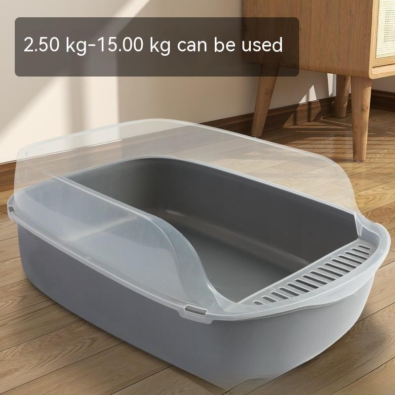 Cat Litter Box Semi-Closed Anti-Sand Litter Basin Pan