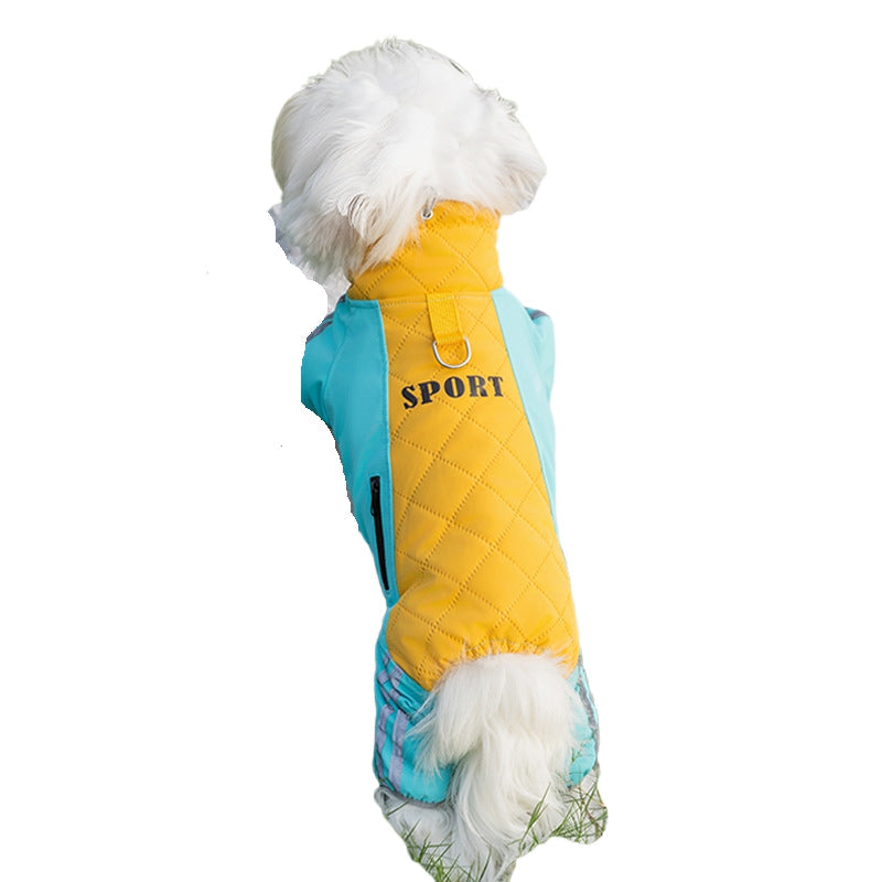 Autumn And Winter Dog Clothing Small And Medium Sized Dog West Highland Bichon Frise Down Jacket With Fleece For Warmth, Pet Four Legged Cotton Jacket - Majestic Pet Kingdom