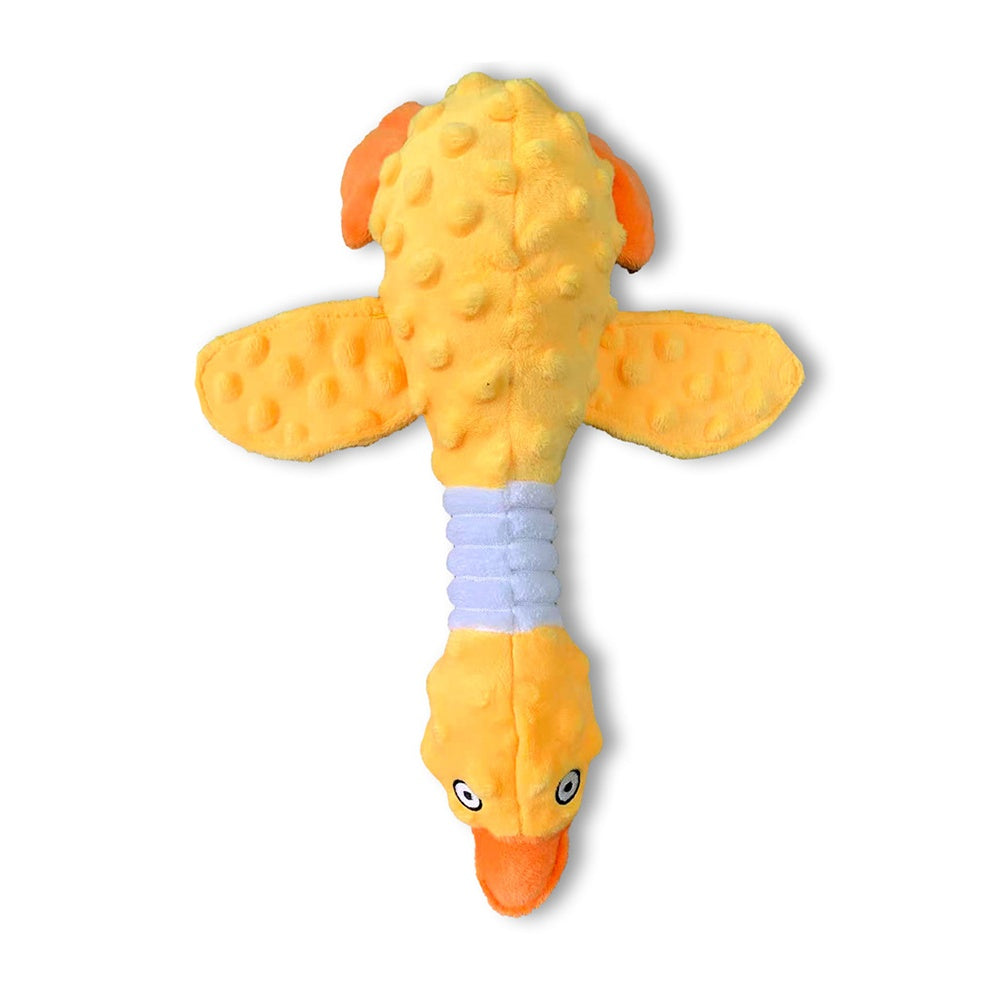 Squeaky Dog Toys For Aggressive Chewers, Durable Stuffed Animal Plush Dog Toy With Soft Fabric For Large, Medium & Small Dogs, Interactive Puppy Chew Toy For Teething, Crinkle Duck Dog Toy - Pink