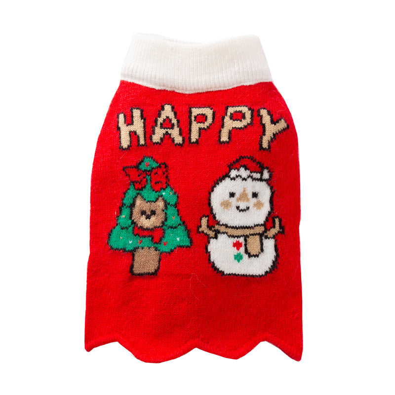 Autumn And Winter Dog Knitted Sweaters, Happy Little Dogs, Prosperous New Year Sweaters, Teddy Bichon Frises, Cat Pet Warm Clothes - Majestic Pet Kingdom
