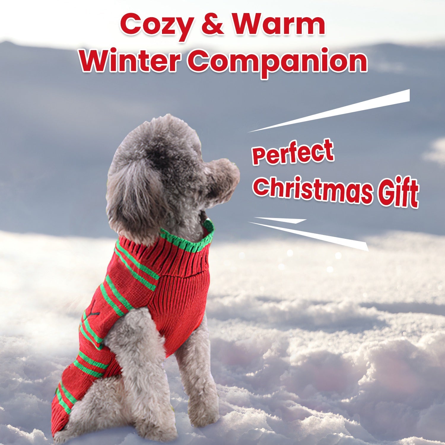 Pet Christmas Turtleneck Sweater Dog Cat Christmas Clothes Snowman Stripes Costume Winter Holiday Sweater for Small Medium Kitten Puppy Cats Dogs - Majestic Pet Kingdom
