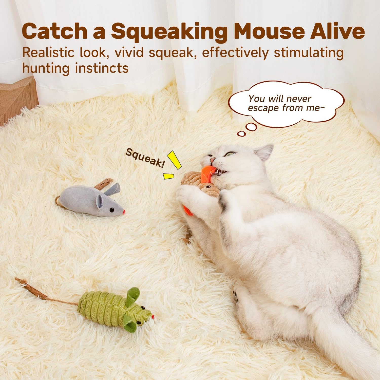 Potaroma Cat Toys  Squeak Mice Interactive Catnip Silvervine Animals Toys For Indoor Kittens  Cat Nip Chirping Toy Cat Chew Exercise Toy For All Breeds And Species | Purrfect Pet Kingdom