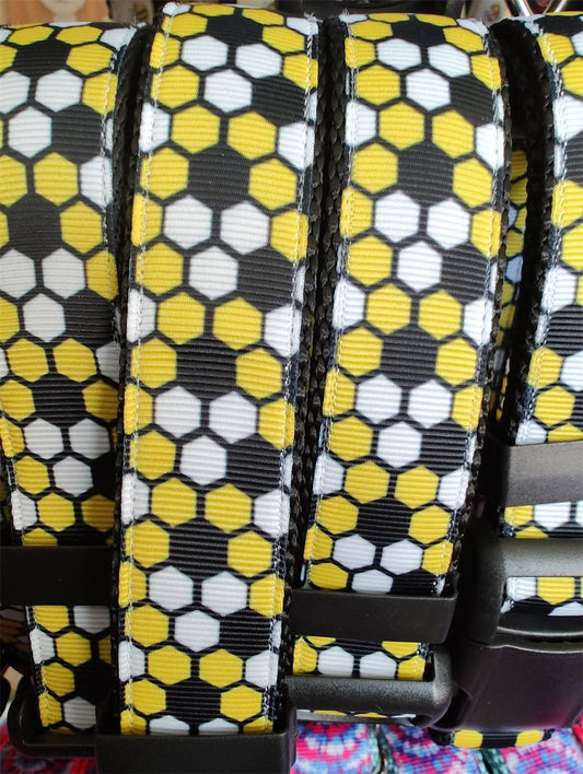 Dog Collar Beehive Honeycomb Black Honeybee Nature Pattern Nylon