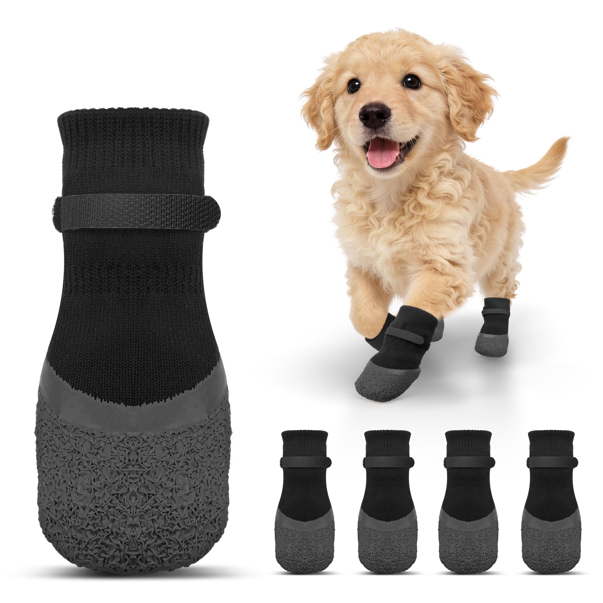 Anti Slip Dog Socks For Hardwood Floors To Prevent Licking Paws, Dog Shoes For Hot Pavement Double Sides Dog Boots & Paw Protectors Booties -4Pcs - Majestic Pet Kingdom