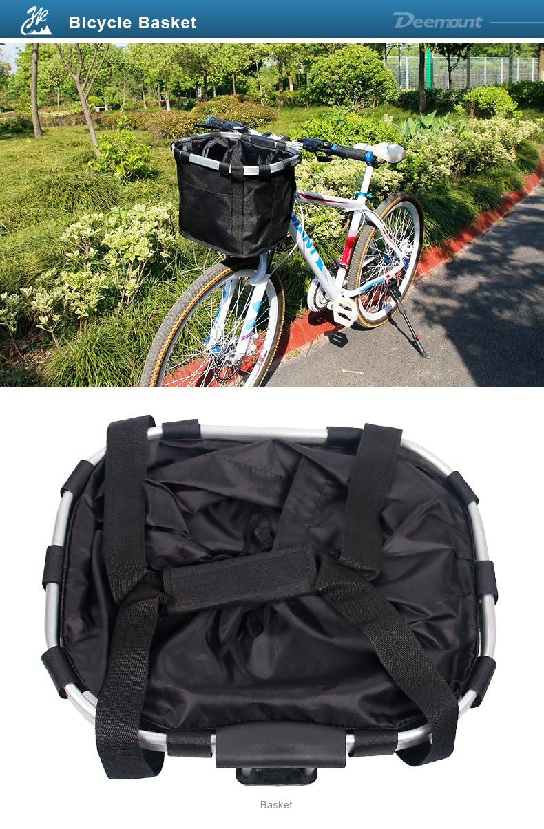 Bicycle Basket Handlebar Cycling Carryings Holder Bike Riding Pouch Cycle Biking Front Baggage Bag Load Bike Basket Detachable Bicycle Basket Folding Small Pet Cat Dog Carrier Front Handlebar Basket For Most Mountain Bikes And Bicycles Easy Install - Detail Angle 3 | Majestic Pet Kingdom
