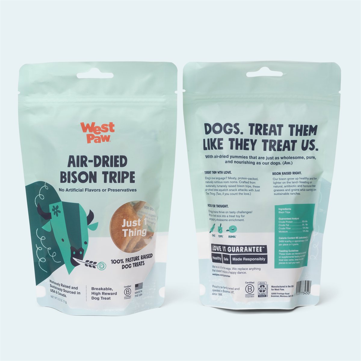 Dog Treats Bison Tripe Dehydrated Nutrient Rich Chews 4oz