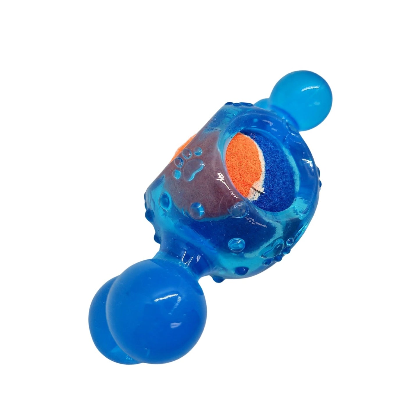 Dog Teething Toy Blue Candy Squeaky TPR Tennis Fetch Ball - Detail Angle 4 | Majestic Pet Kingdom