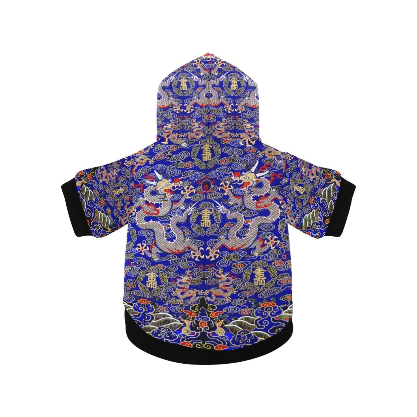Dog Hoodie Blue Imperial Chinese Dragon Button Up Warm Coat - Main Feature View | Majestic Pet Kingdom