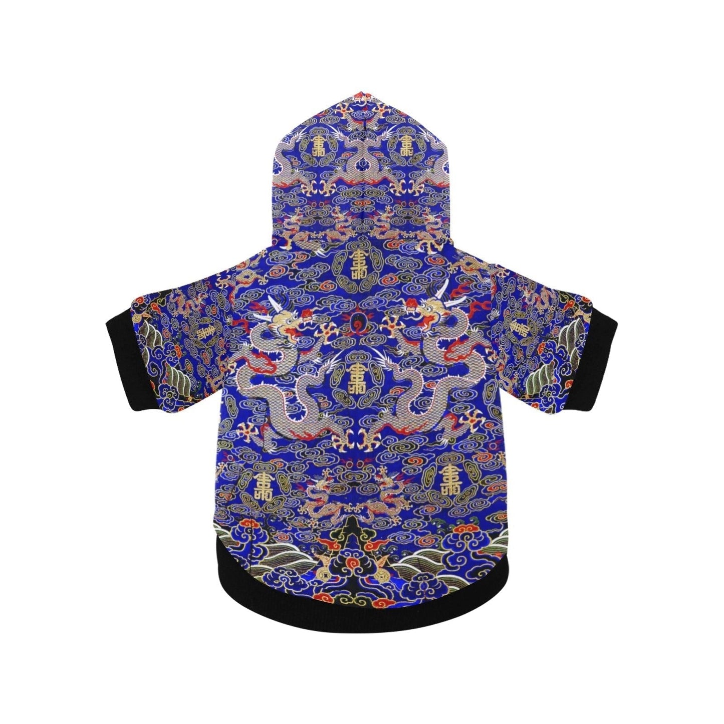 Dog Hoodie Blue Imperial Chinese Dragon Button Up Warm Coat