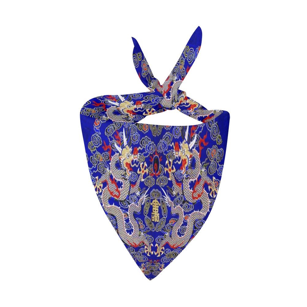 Blue Imperial Dragon Double-Sided Pet Bandana - Premium