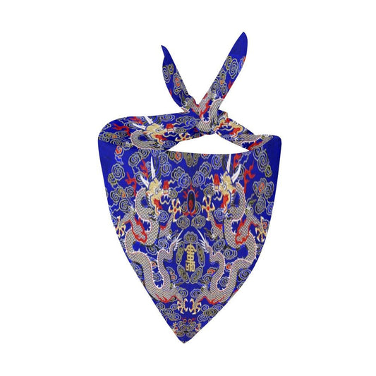 Blue Imperial Dragon Double-Sided Pet Bandana - Premium