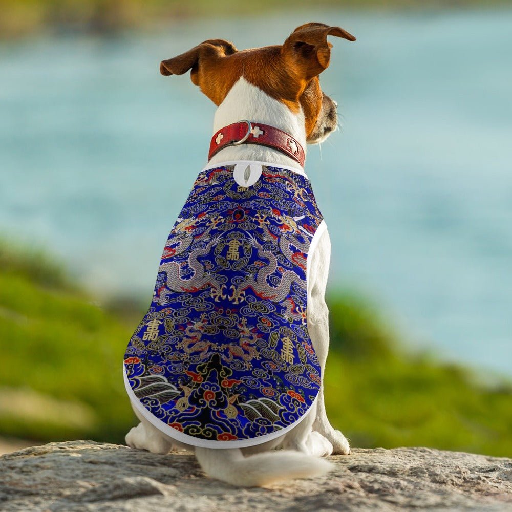 Dog Vest Blue Imperial Chinese Dragon Sleeveless Pet Shirt