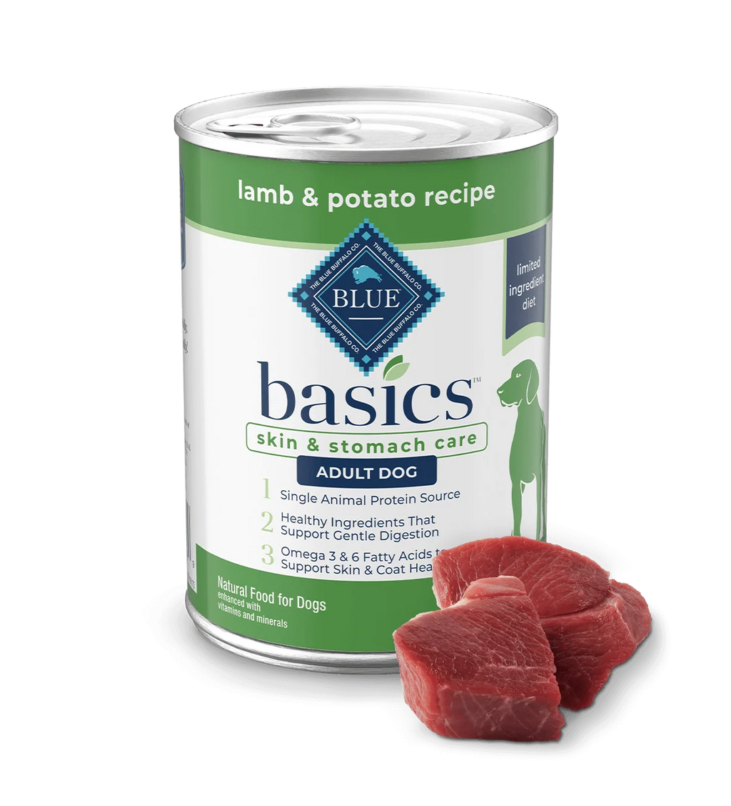 Blue Buffalo Basics Adult Grain-Free Lamb & Potato, Limited Ingredient Diet Wet Dog Food (12.5oz) - Majestic Pet Kingdom