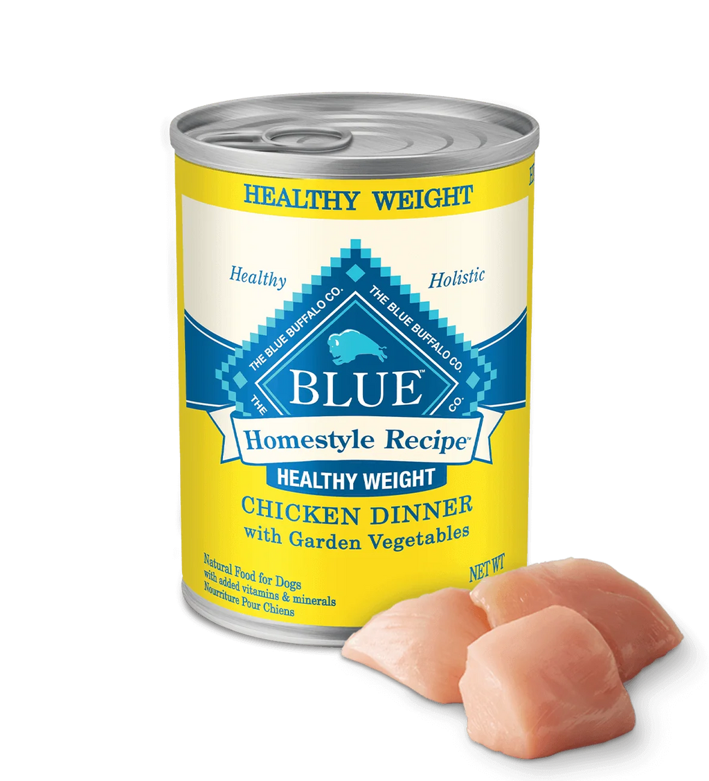 Blue Buffalo Adult Homestyle Healthy Weight Chicken with Garden Vegetables Wet Dog Cans (12.5oz) - Majestic Pet Kingdom