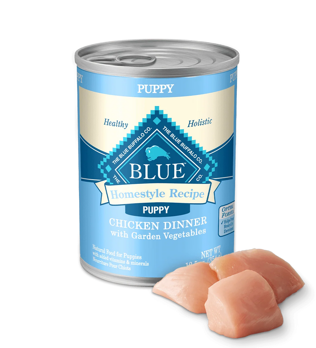 Blue Buffalo Puppy Homestyle Chicken with Garden Vegetables Wet Dog Cans (12.5oz) - Majestic Pet Kingdom