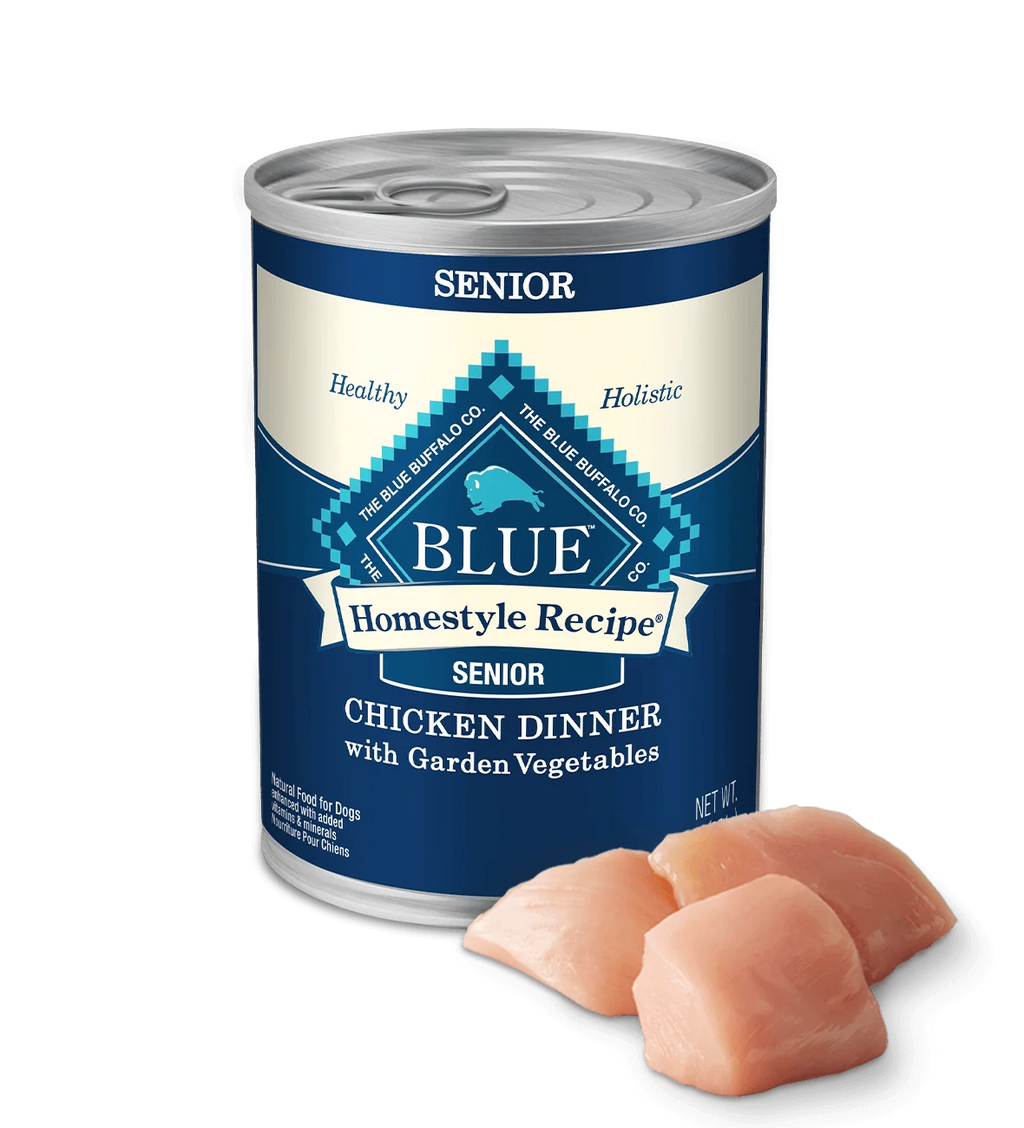 Blue Buffalo Senior Homestyle Chicken with Garden Vegetables Wet Dog Cans (12.5oz) - Majestic Pet Kingdom