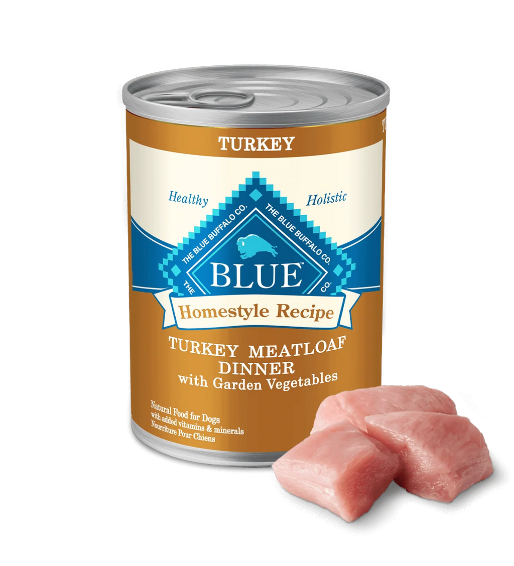 Blue Buffalo Adult Homestyle Turkey Meatloaf with Garden Vegetables Wet Dog Cans (12.5oz) - Majestic Pet Kingdom