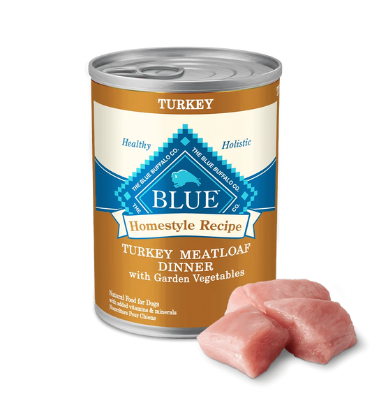 Blue Buffalo Adult Homestyle Turkey Meatloaf with Garden Vegetables Wet Dog Cans (12.5oz) - Majestic Pet Kingdom