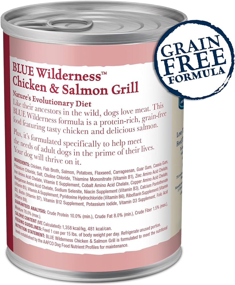 Blue Buffalo Wilderness Adult Grain-Free Salmon & Chicken Wet Dog Can (12.5oz) - Majestic Pet Kingdom