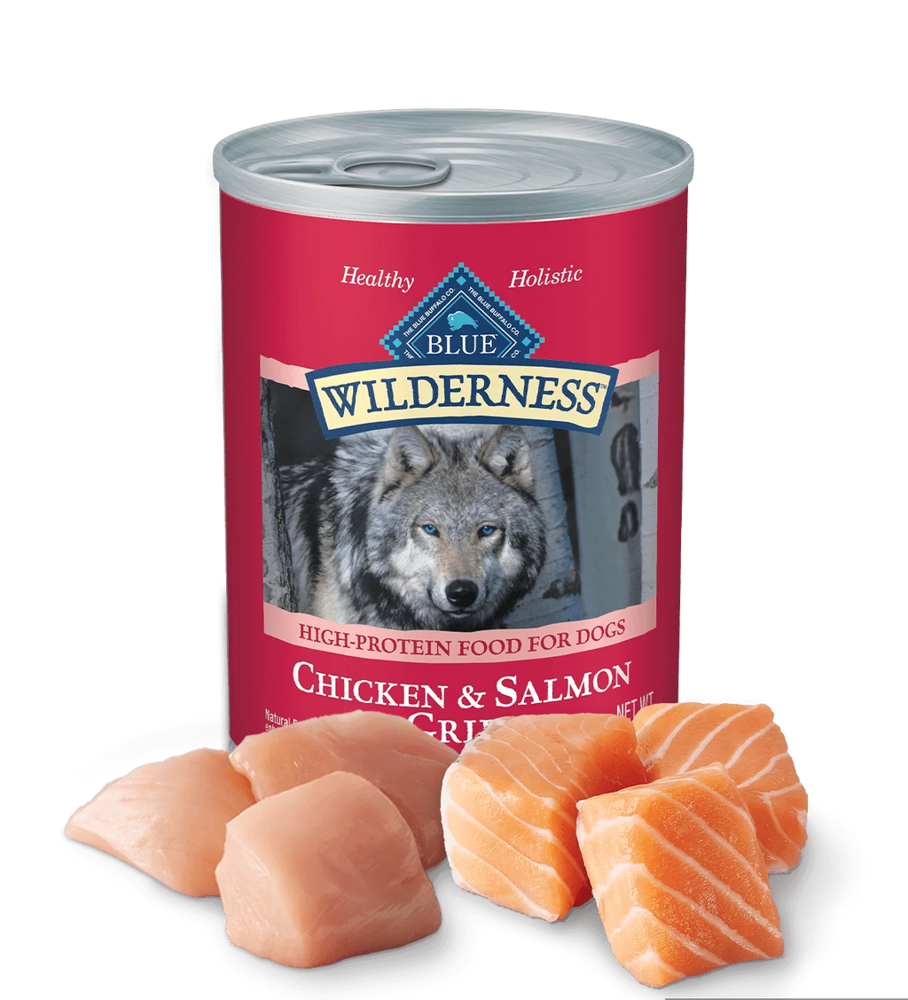 Blue Buffalo Wilderness Adult Grain-Free Salmon & Chicken Wet Dog Can (12.5oz) - Majestic Pet Kingdom