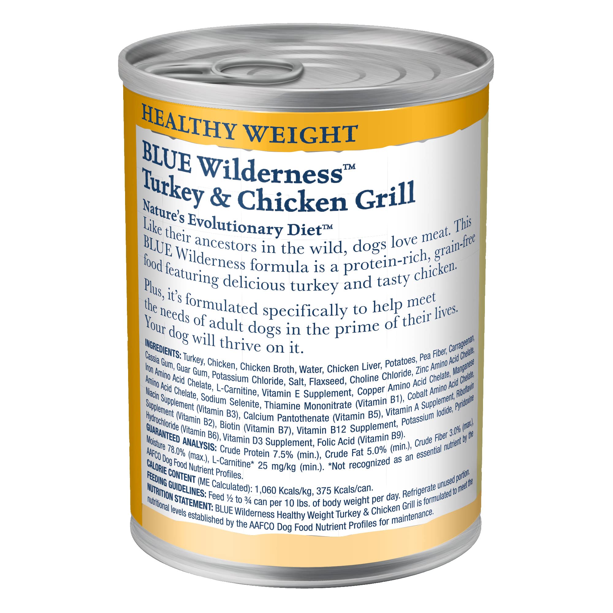 Blue Buffalo Wilderness Adult Grain-Free Healthy Weight Turkey & Chicken Wet Dog Can (12.5oz) - Majestic Pet Kingdom
