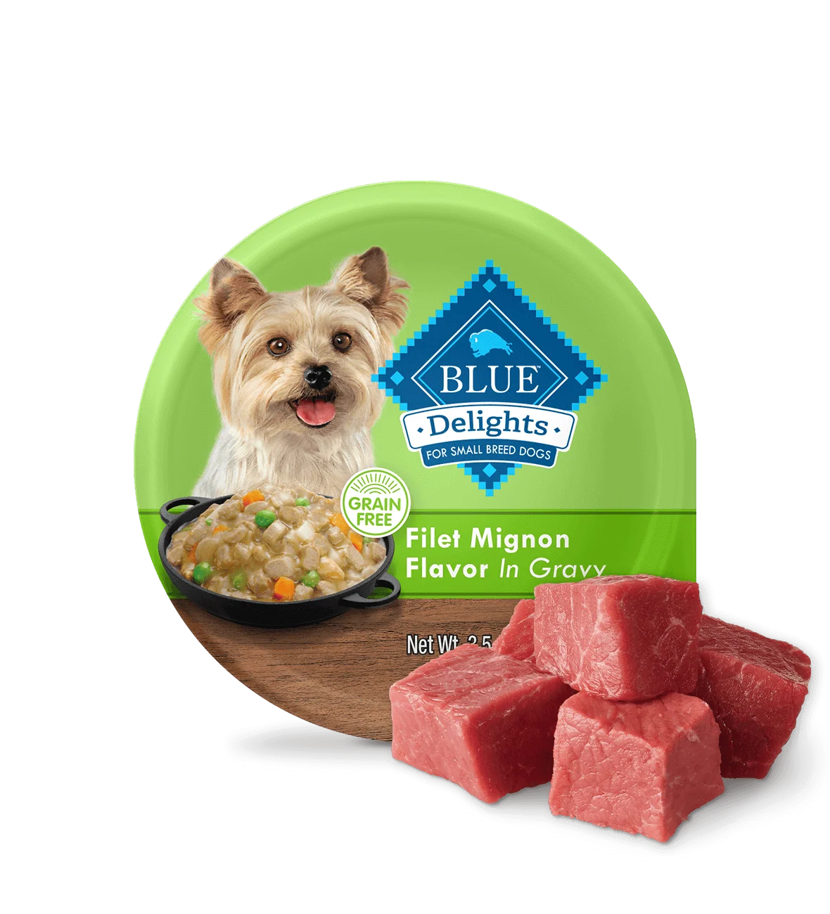 Blue Buffalo Blue Delights Small Breed Adult Dog Filet Mignon Flavor in Hearty Gravy Wet Dog Food (3.5oz) - Majestic Pet Kingdom