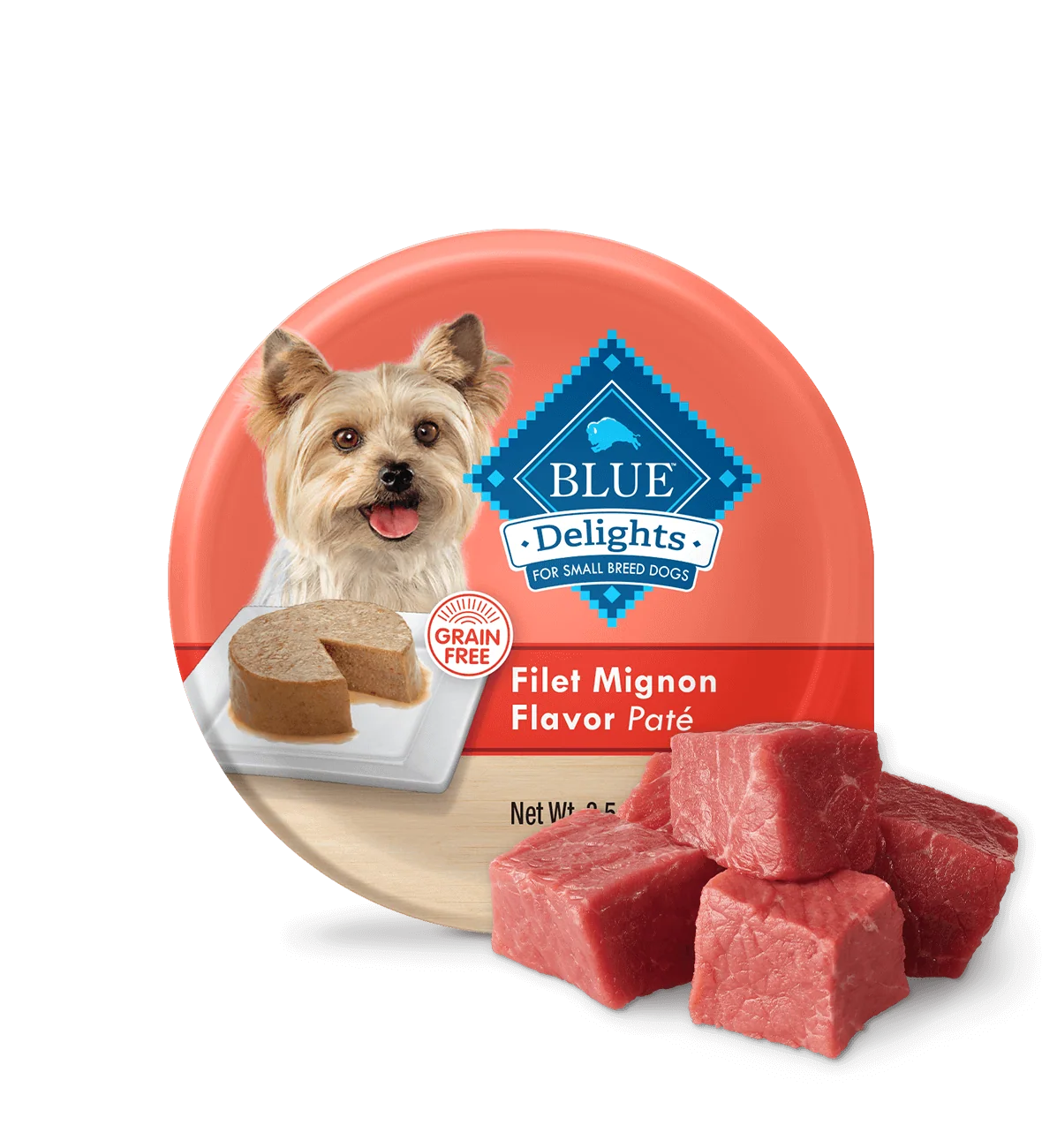 Blue Buffalo Delights Small Breed Adult Dog Filet Mignon Pate Wet Dog Food (3.5oz) - Majestic Pet Kingdom