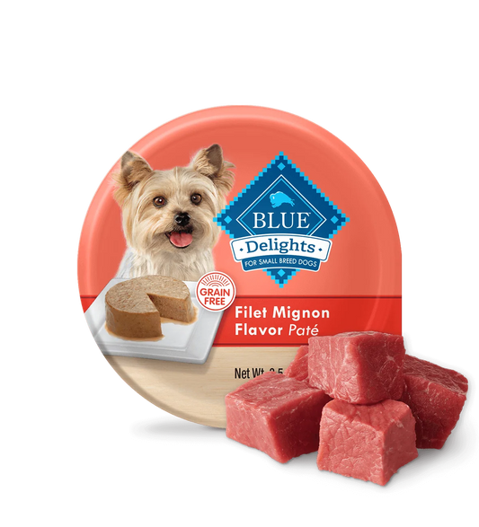 Blue Buffalo Delights Small Breed Adult Dog Filet Mignon Pate Wet Dog Food (3.5oz) - Majestic Pet Kingdom