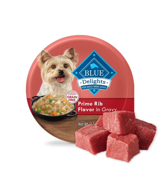 Blue Buffalo Delights Small Breed Adult Dog Prime Rib Flavor in Hearty Gravy Wet Dog Food (3.5oz) - Majestic Pet Kingdom