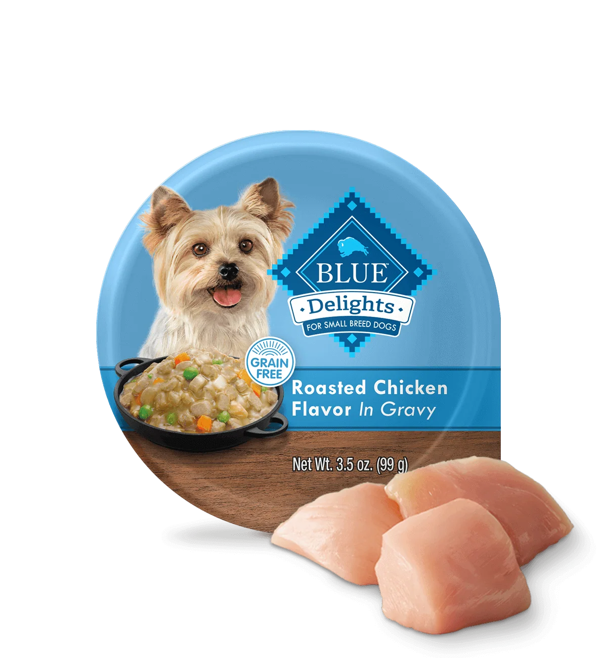 Blue Buffalo Blue Delights Small Breed Adult dog Rotisserie Chicken Flavor in Hearty Gravy Wet Dog Food (3.5oz) - Majestic Pet Kingdom