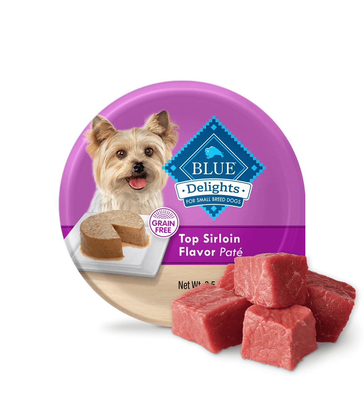 Blue Buffalo Blue Delights Small Breed Adult Dog Top Sirloin Flavor in Savory Juices Pate Wet Dog Food (3.5oz) - Majestic Pet Kingdom