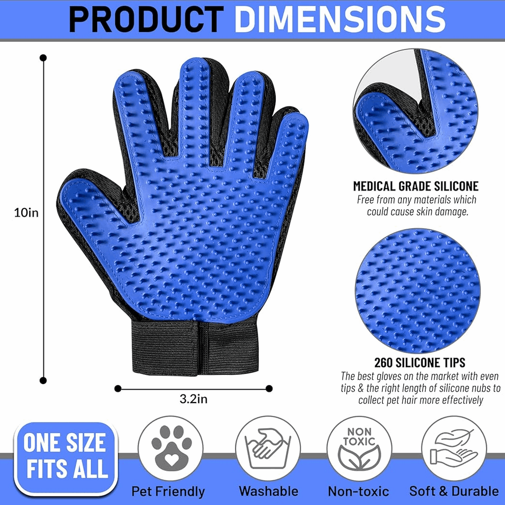 Silicone Pet Grooming & Deshedding Massage Gloves