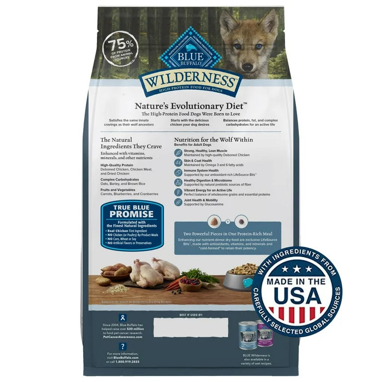 Dog Food Blue Buffalo Wilderness Puppy Chicken Grains Formula - Detail Angle 2 | Majestic Pet Kingdom