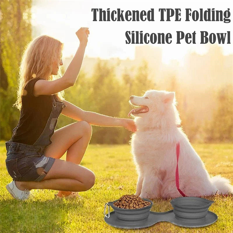 Dog Bowls Foldable Silicone Double Travel Food and Water Dish - Detail Angle 4 | Majestic Pet Kingdom