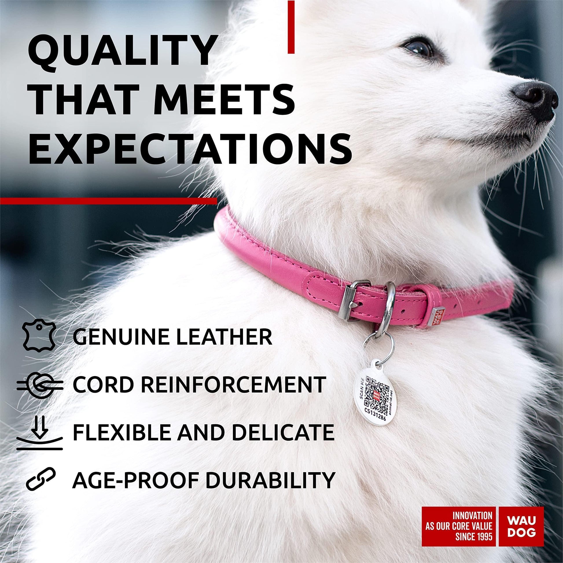 Dog Collar Rolled Pink Leather Padded Strap 10-13 In Neck - Detail Angle 4 | Majestic Pet Kingdom