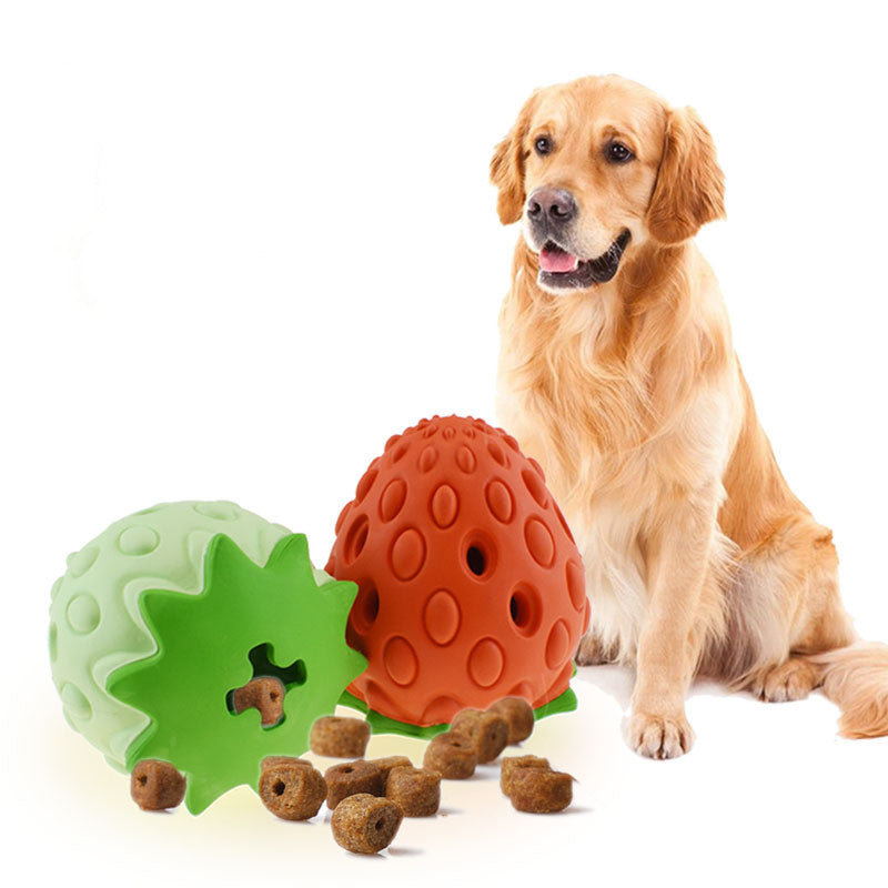 Chew-Resistant Strawberry Food Dispenser Toy