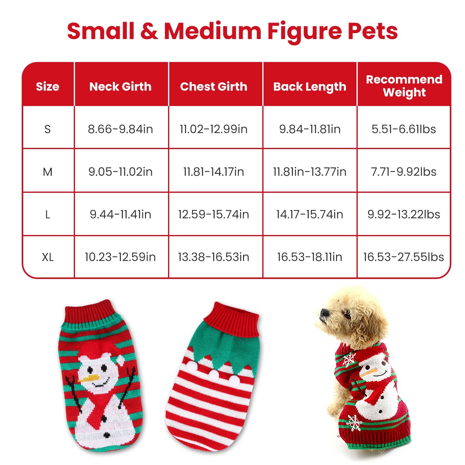 Pet Christmas Turtleneck Sweater Dog Cat Christmas Clothes Snowman Stripes Costume Winter Holiday Sweater for Small Medium Kitten Puppy Cats Dogs - Majestic Pet Kingdom