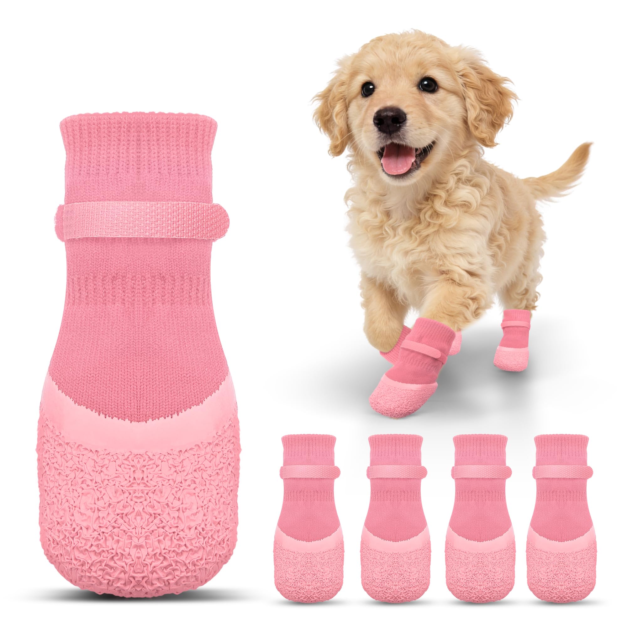 Anti Slip Dog Socks For Hardwood Floors To Prevent Licking Paws, Dog Shoes For Hot Pavement Double Sides Dog Boots & Paw Protectors Booties -4Pcs - Majestic Pet Kingdom
