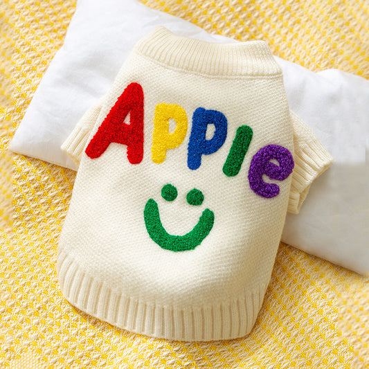 Small Dog Sweaters Knitted Pet Warm Colorful Letter Embroidery Dog Sweatshirt Winter Clothes Kitten Puppy Sweater Doggy Apparel Costumes - Majestic Pet Kingdom
