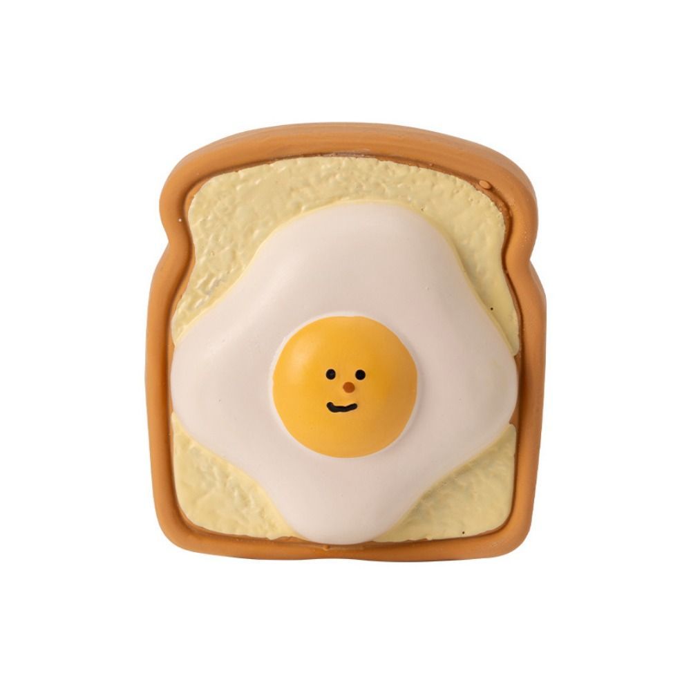 Cute Cartoon Pattern Latex Toy Egg Bread Shape Anti Squeeze Puppy Chew Toys Bite Resistant Dog Squeaky Toy For Training