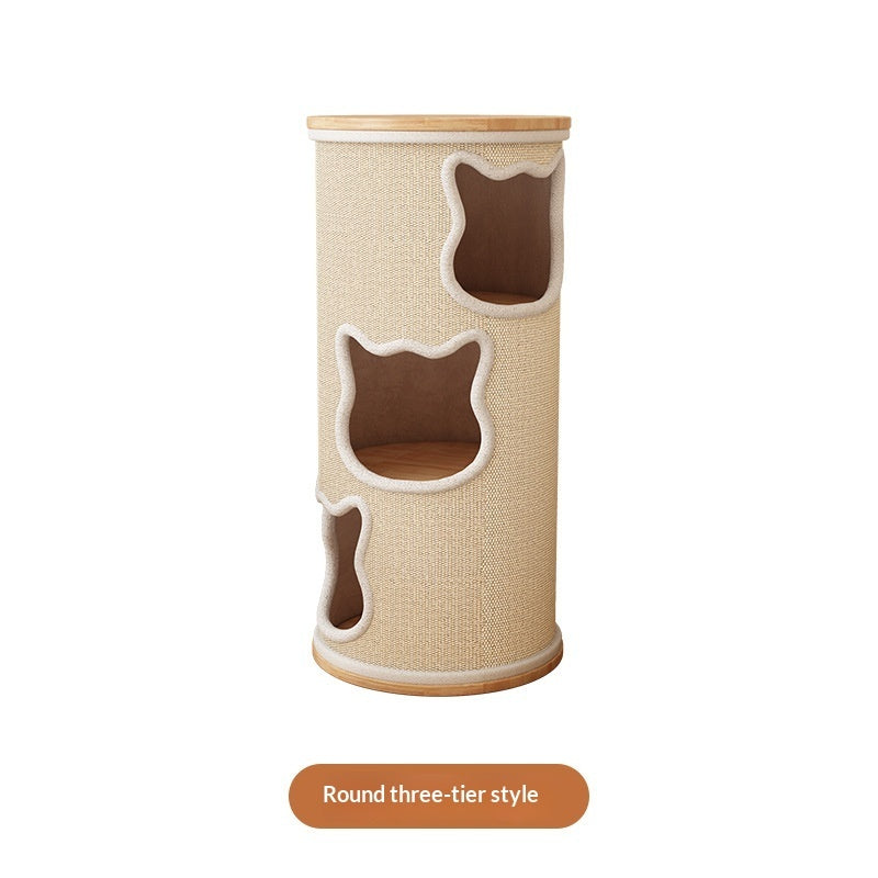 All-in-one Solid Wood Cat Tree Suitable For All Four Seasons