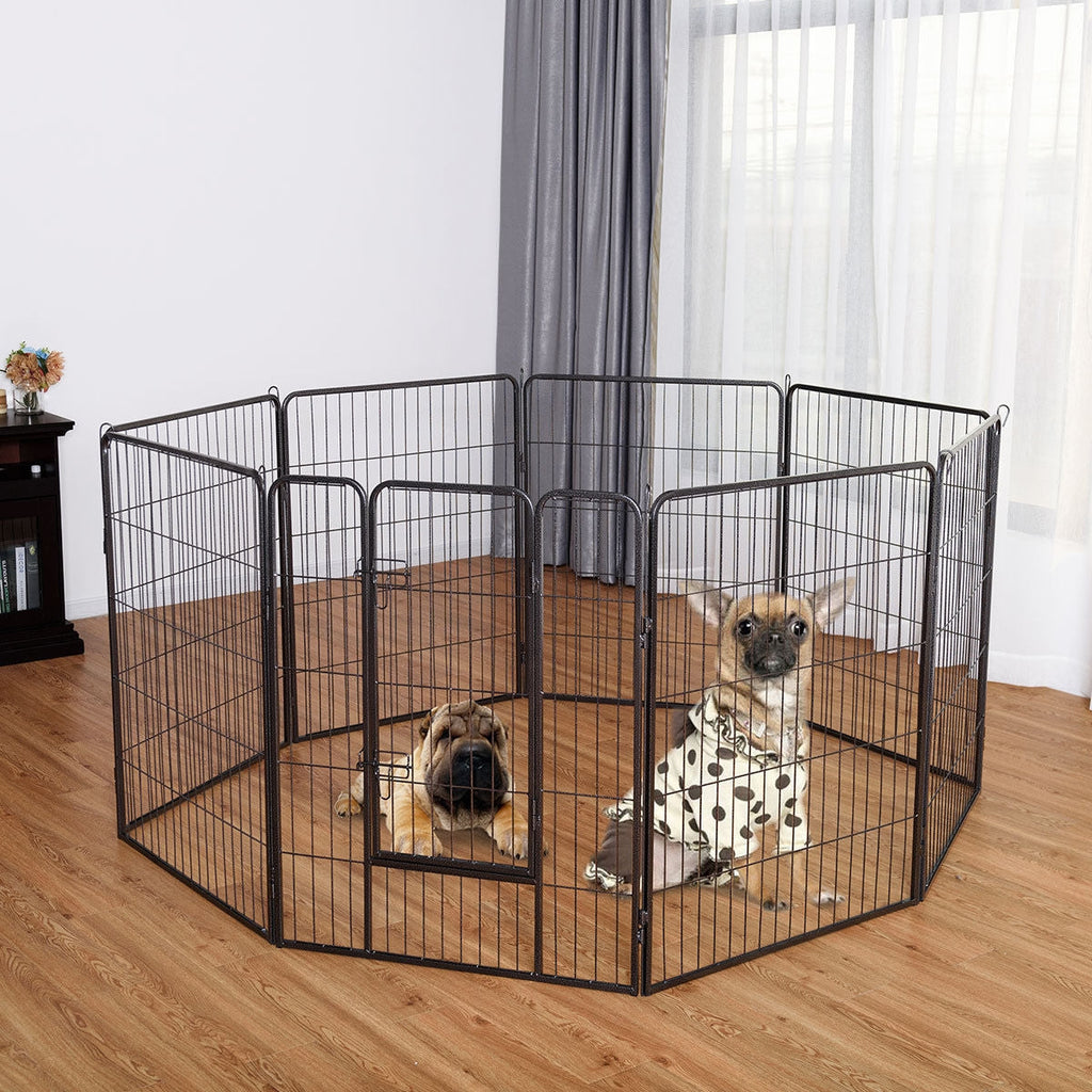 8 Metal Panel Heavy Duty Pet Playpen Dog Fence with Door - Majestic Pet Kingdom