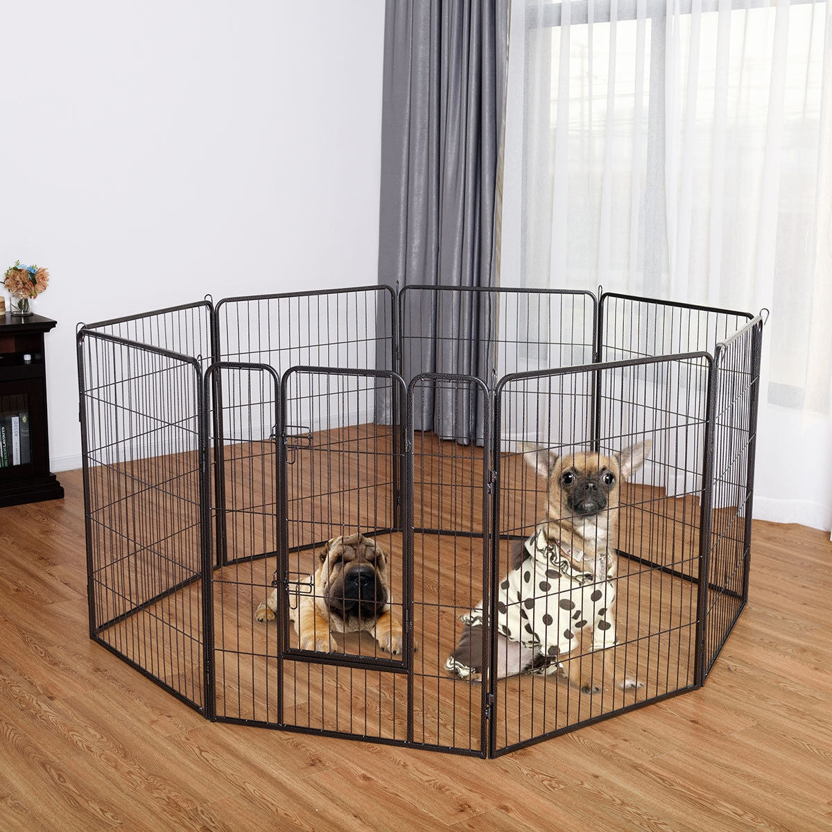 8 Metal Panel Heavy Duty Pet Playpen Dog Fence with Door - Majestic Pet Kingdom