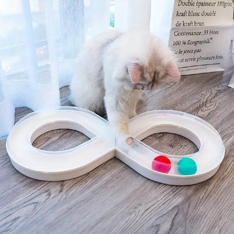 Cat Toy 3-Tier Turntable Track Ball with Top Teaser Feather - Detail Angle 4 | Majestic Pet Kingdom